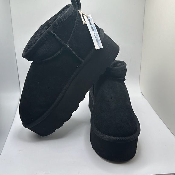 CUSHIONAIRE Women's Genuine Suede pull on platform boot +Memory Foam 7.5 BLACK - Picture 7 of 7